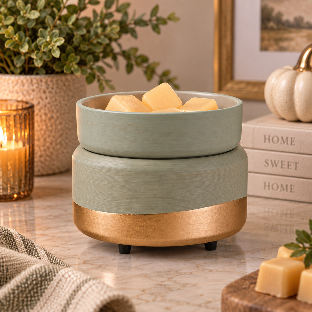 2-in-1 Candle & Wax Warmer - Gilded Sage